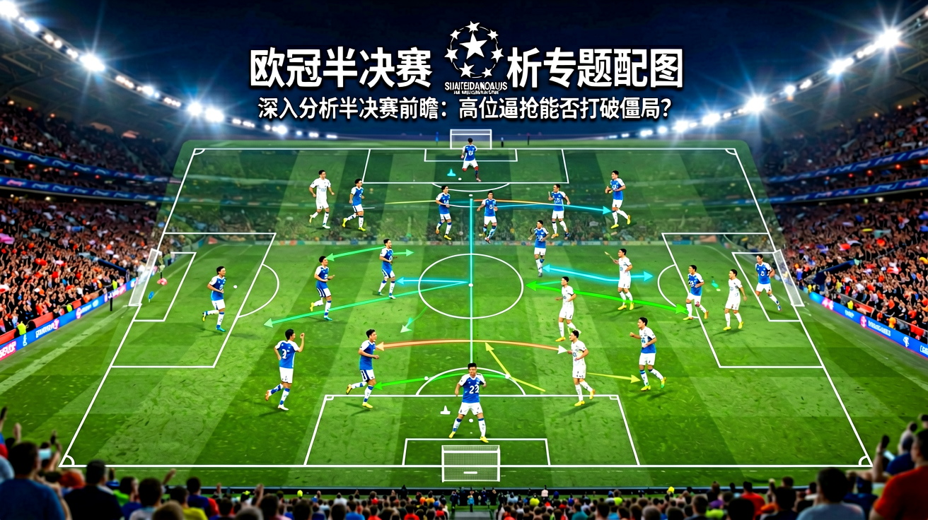欧冠半决赛战术分析专题配图，展示球队阵型与进攻路线